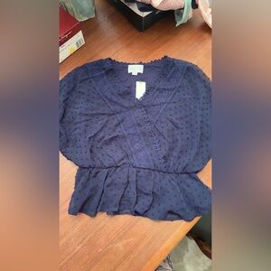 Francesca's Collections Deep Blue Lace Blouse